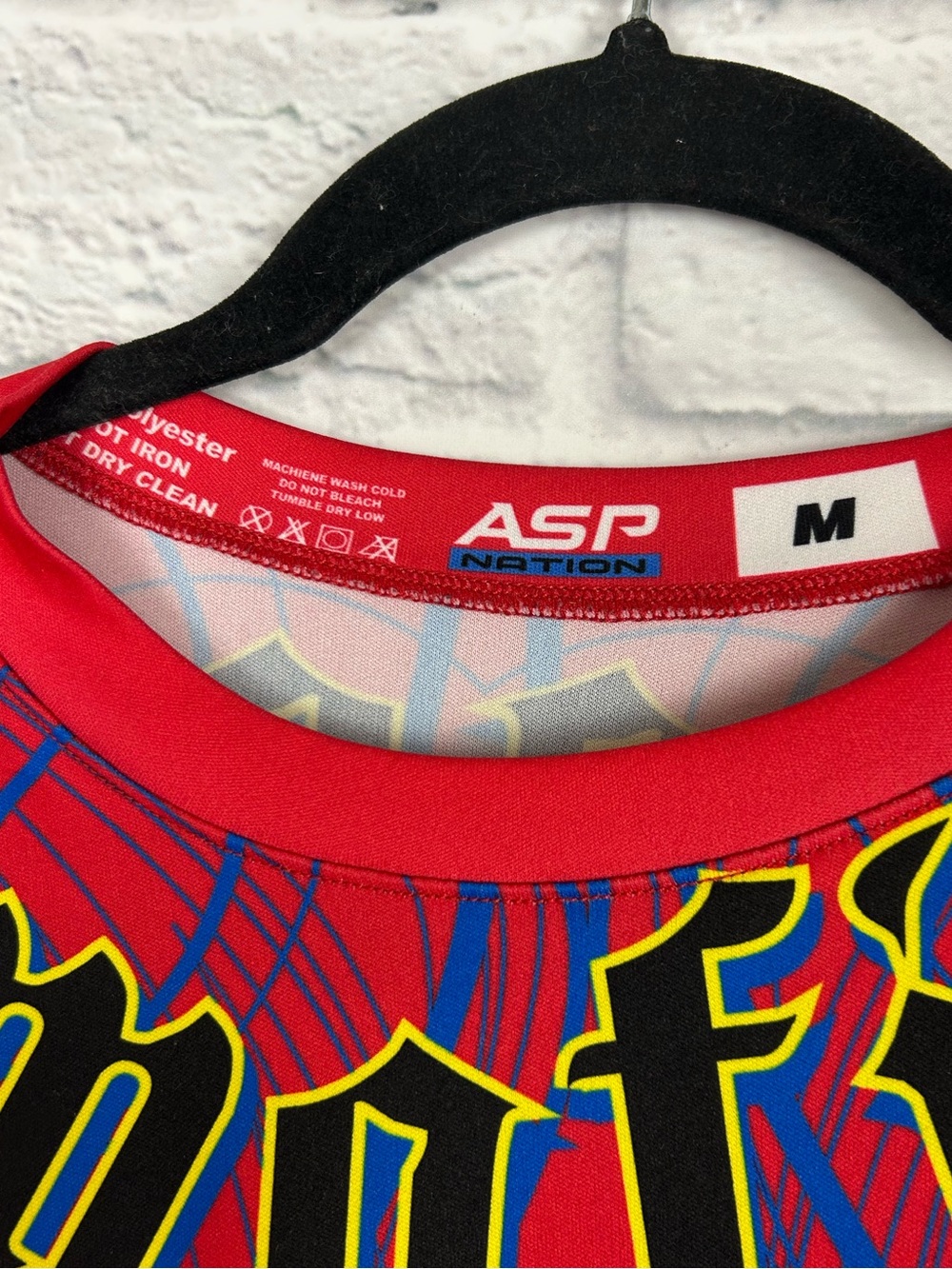 ASP Nation Skull Graphic Long Sleeve Shirt Red Blue Tattoo Style Size M - Picture 3 of 6